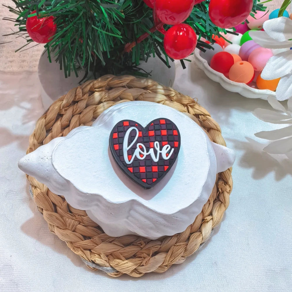 Flatback Valentine's Day Series Silicone Focal Beads for DIY Pens Bracelet Keychains