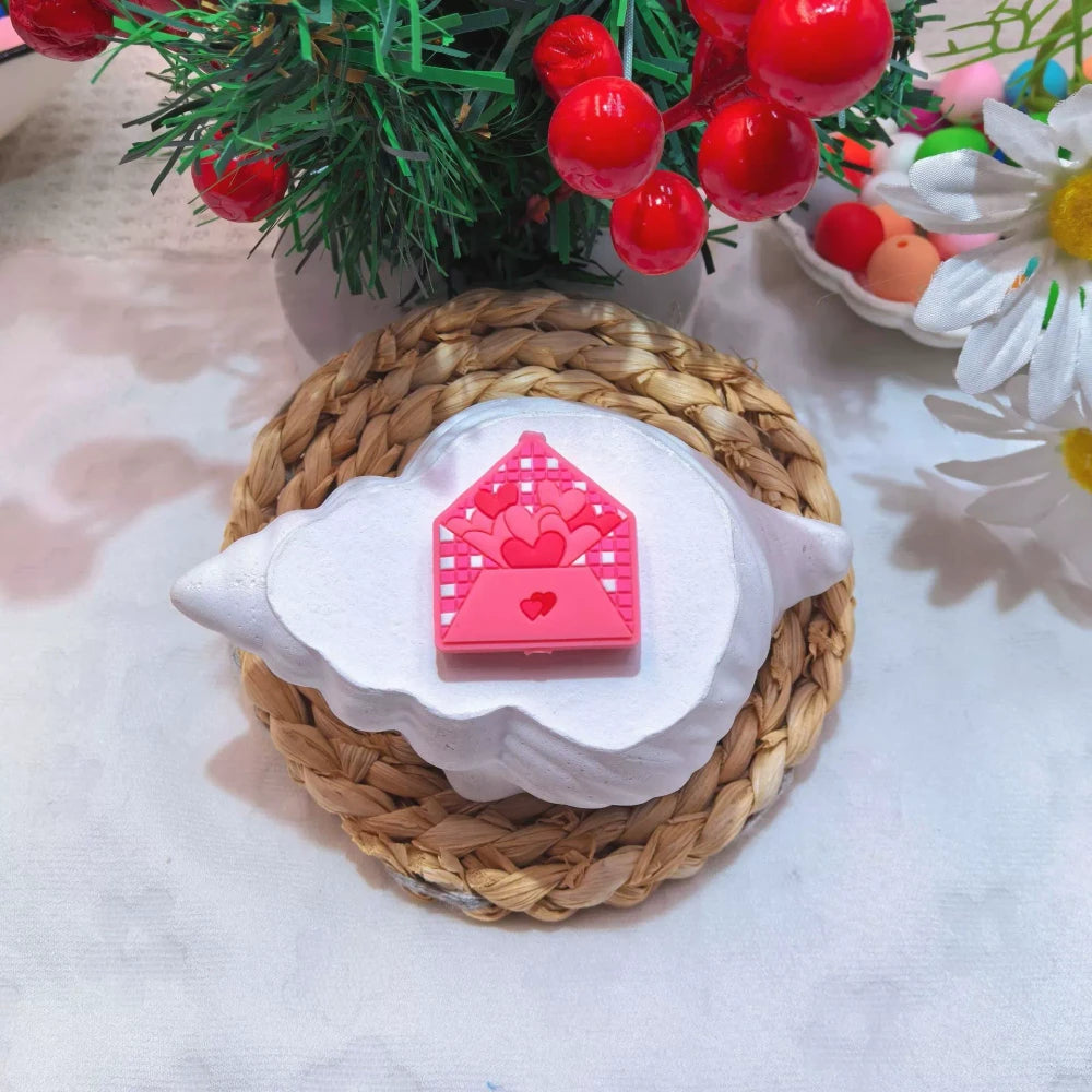 Flatback Valentine's Day Series Silicone Focal Beads for DIY Pens Bracelet Keychains