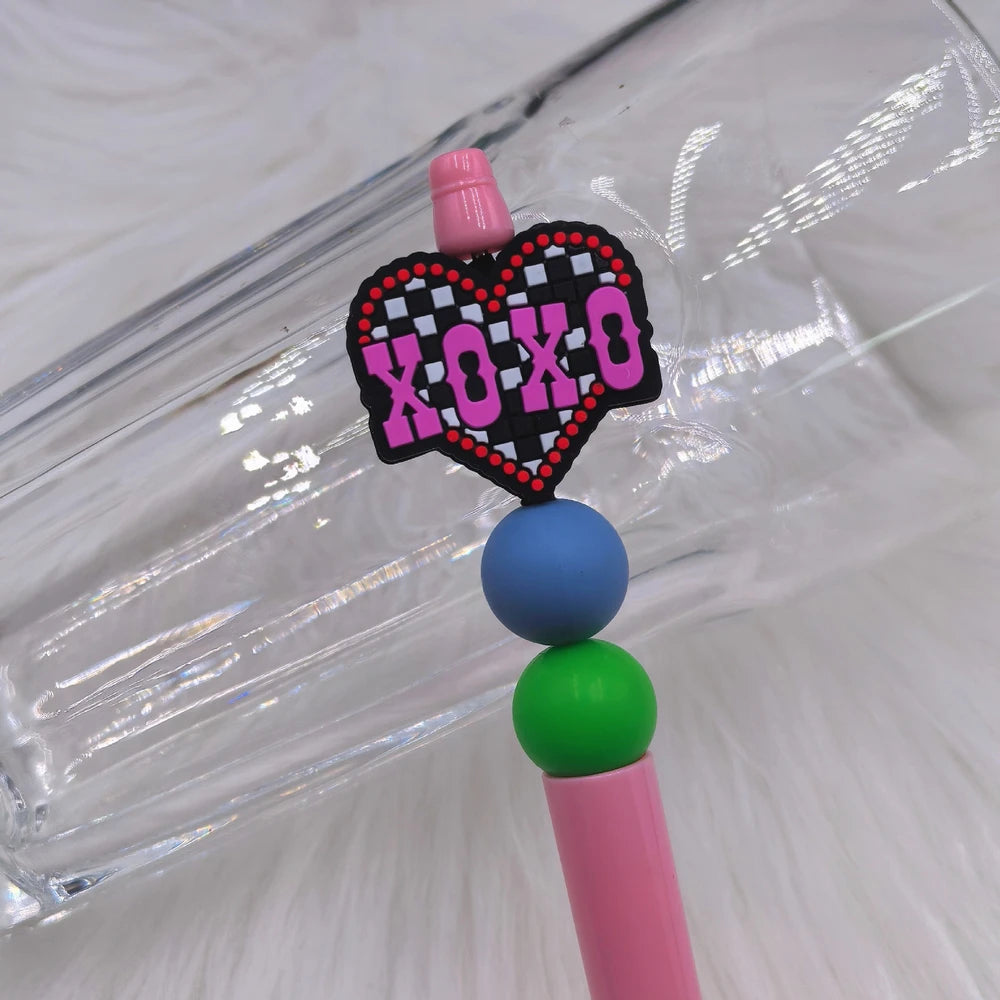 Flatback Valentine's Day Silicone Focal Beads for DIY Pens Bracelet