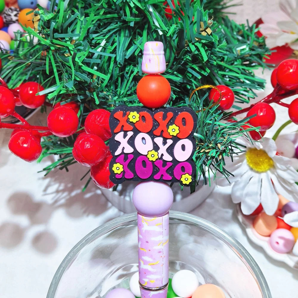 Flatback XOXO Silicone Focal Beads for DIY Pens Keychain Bracelet