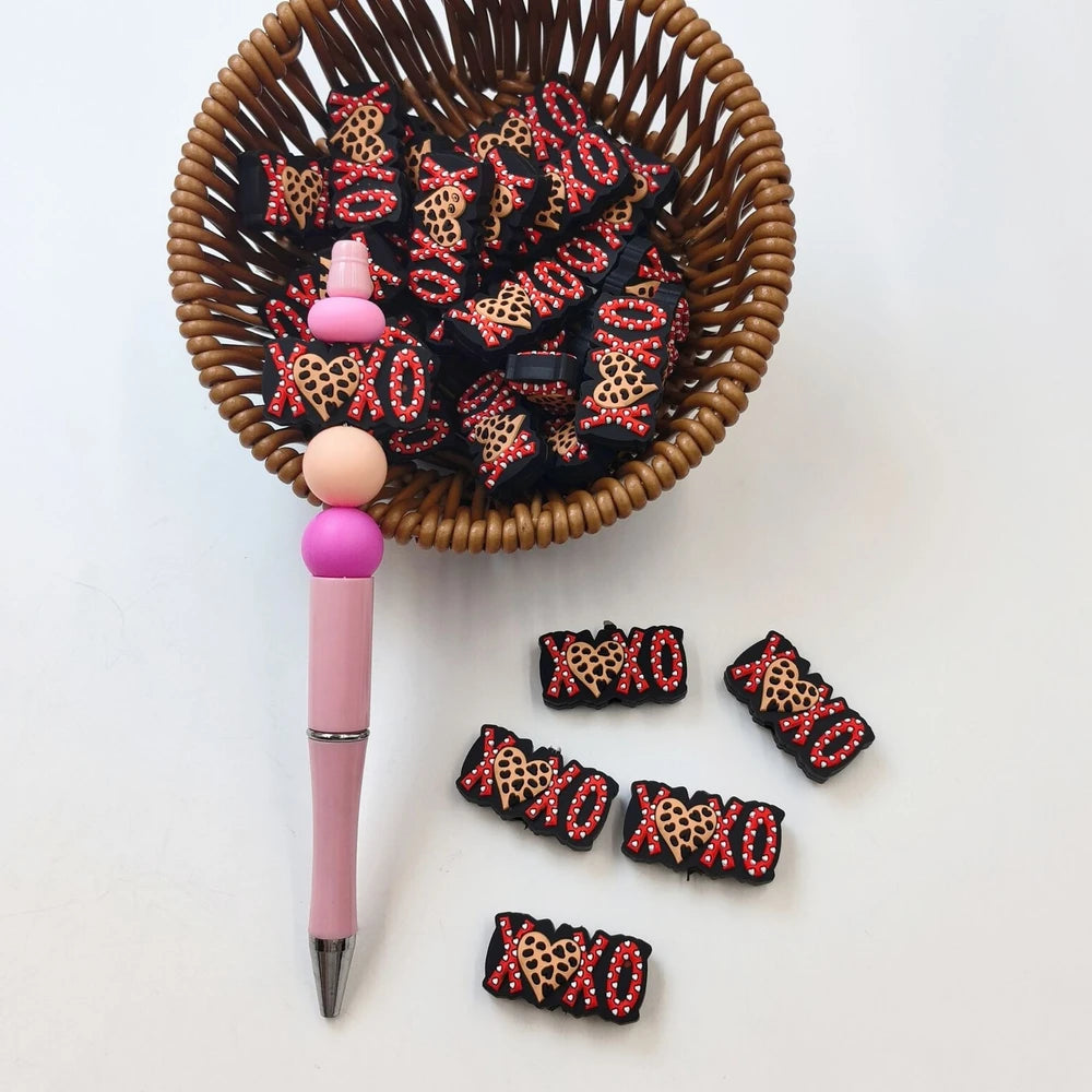 Flatback XOXO Silicone Focal Beads for DIY Pens Keychains Bracelet