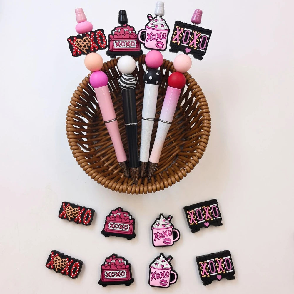 Flatback XOXO Silicone Focal Beads for DIY Pens Keychains Bracelet