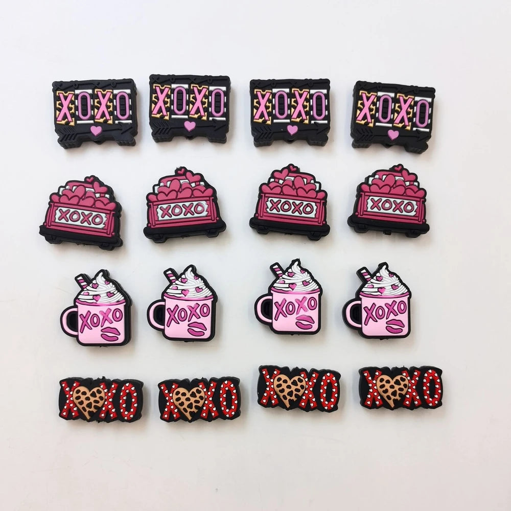 Flatback XOXO Silicone Focal Beads for DIY Pens Keychains Bracelet