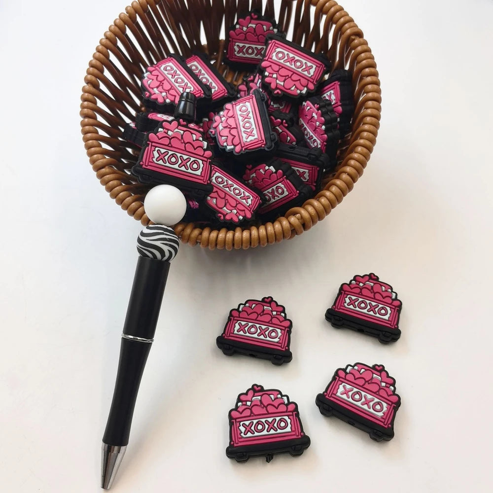 Flatback XOXO Silicone Focal Beads for DIY Pens Keychains Bracelet