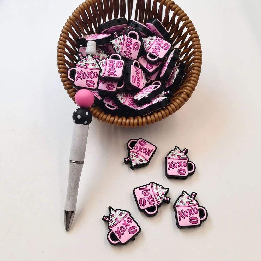 Flatback XOXO Silicone Focal Beads for DIY Pens Keychains Bracelet