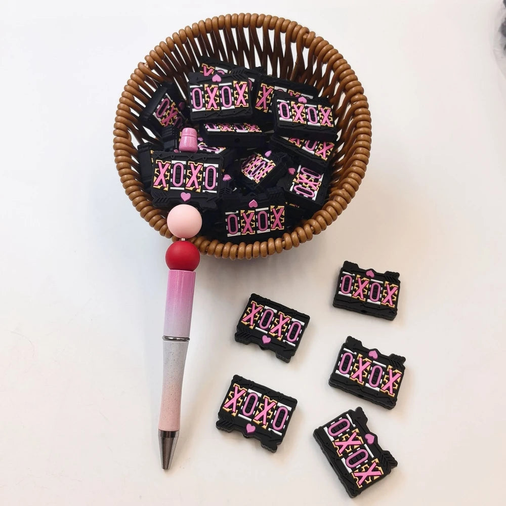 Flatback XOXO Silicone Focal Beads for DIY Pens Keychains Bracelet