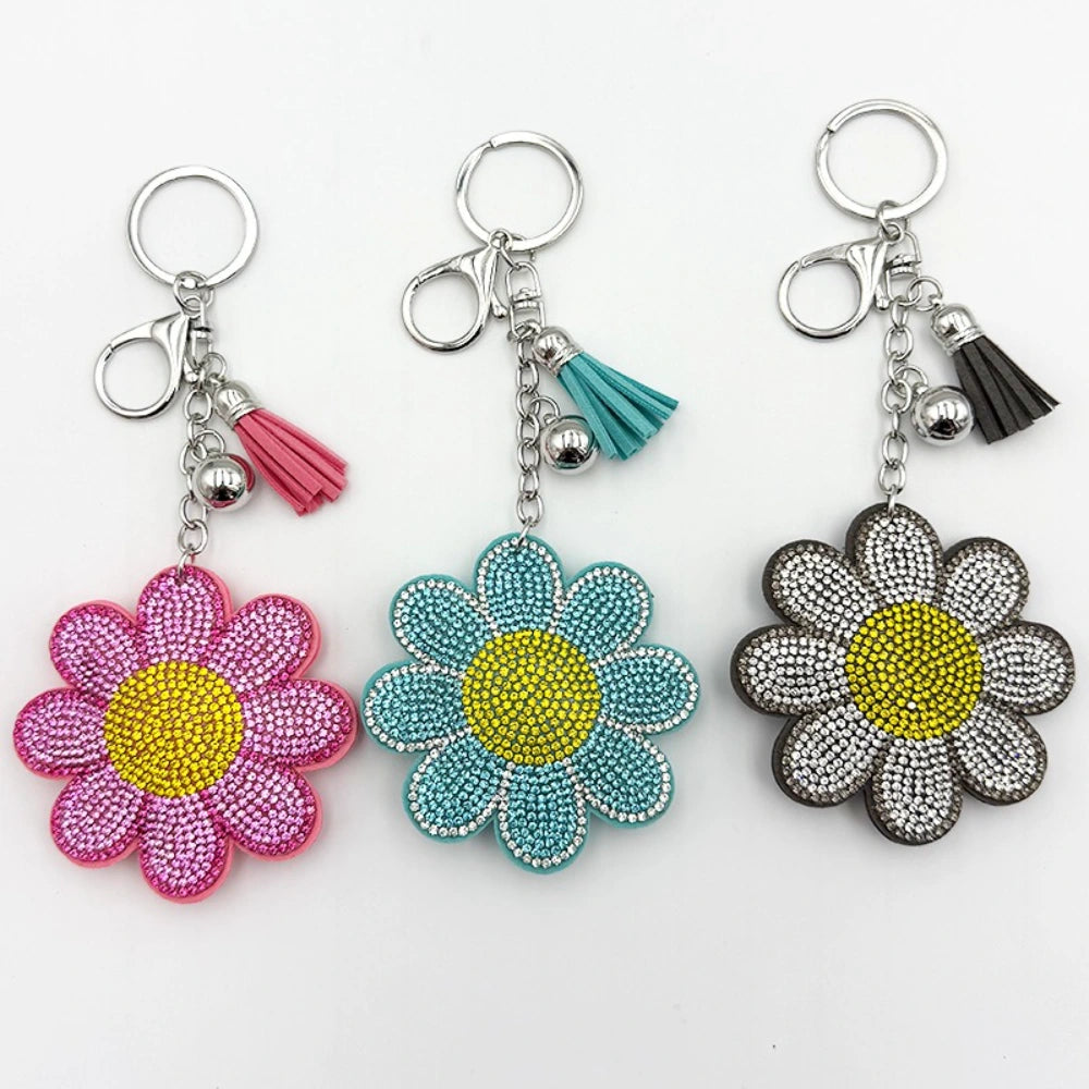 Flower Rhinestone Keychain for DIY