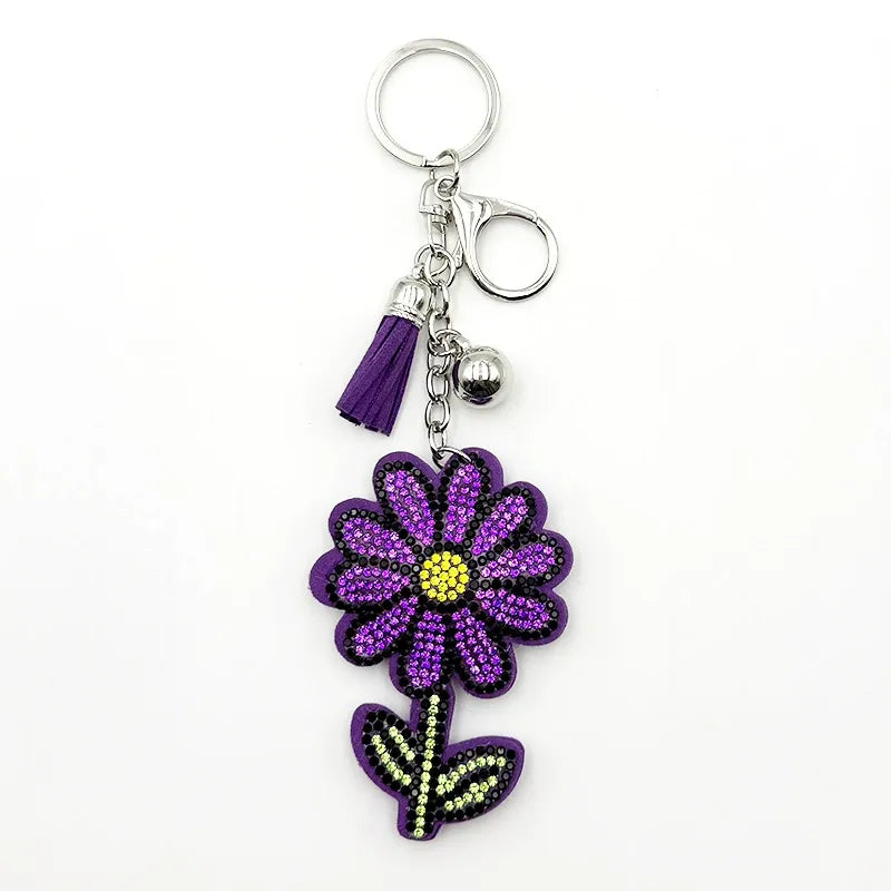 Flower Rhinestone Keychain for DIY