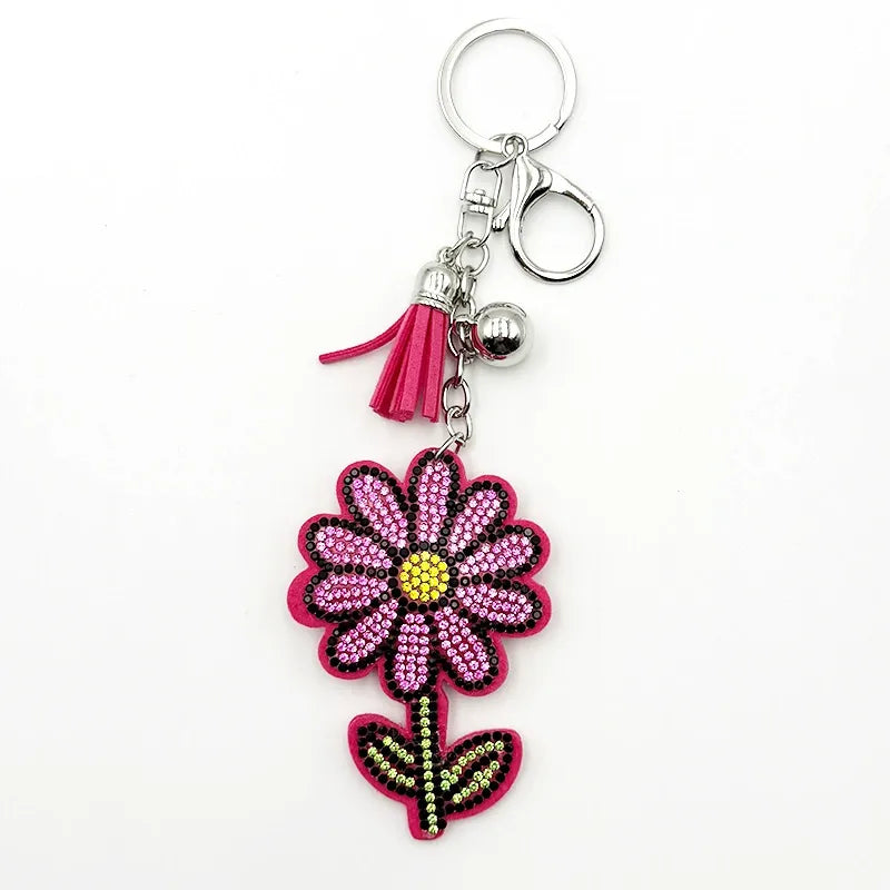 Flower Rhinestone Keychain for DIY