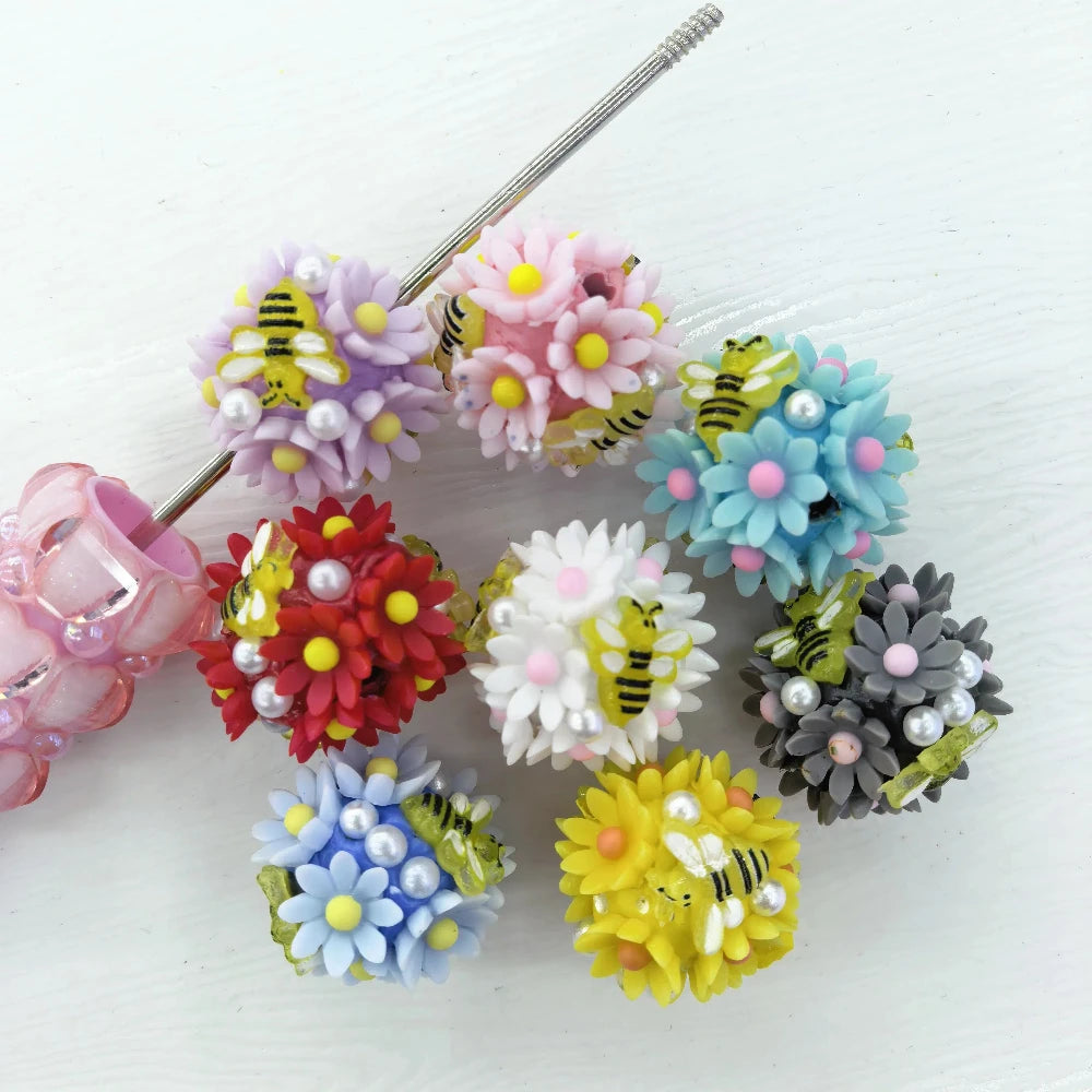 Flowers and Bee Clay DIY Fancy Beads-Random Mixed