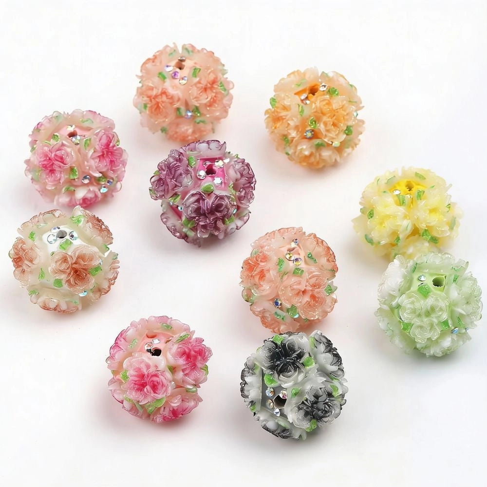 Flowers and Mini Rhinestones DIY Fancy Beads-Random Mix