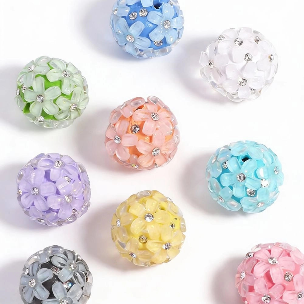 Flowers and Rhinestone  DIY Fancy Beads-Random Mixed