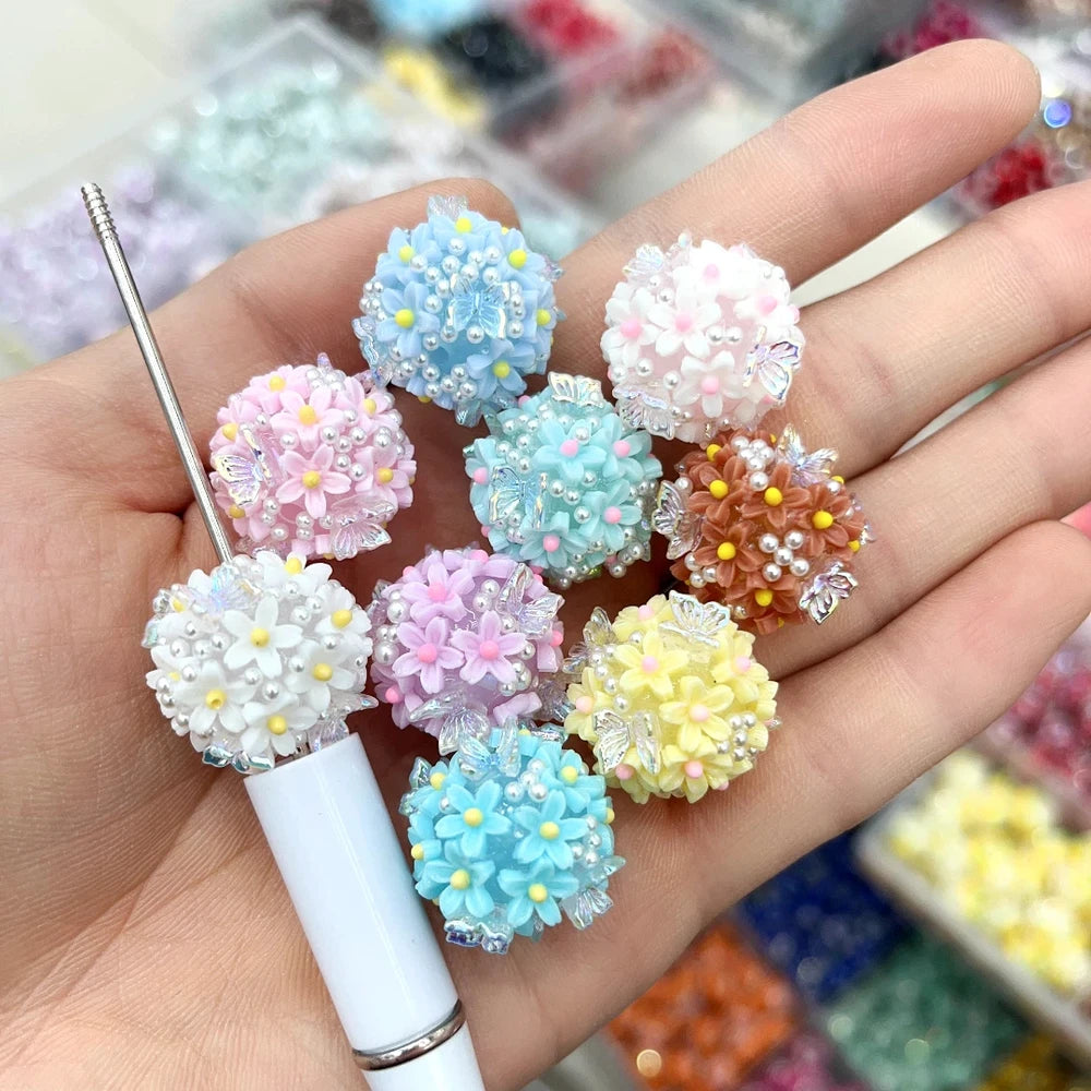 Flowers Bowtie Pearls Acrylic DIY Fancy Beads-Random Mixed
