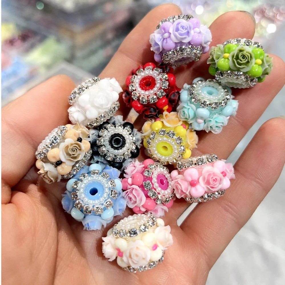Flowers Bowtie Pearls Rhinestone Chain Acrylic DIY Fancy Beads-Random Mixed