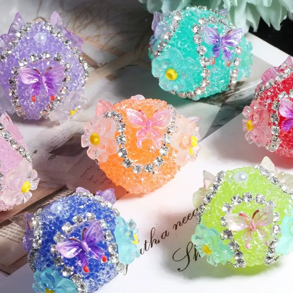 Flowers Butterflies Rhinestones Sugar Beads Rhinestone Chain Acrylic DIY Fancy Beads-Random Mixed