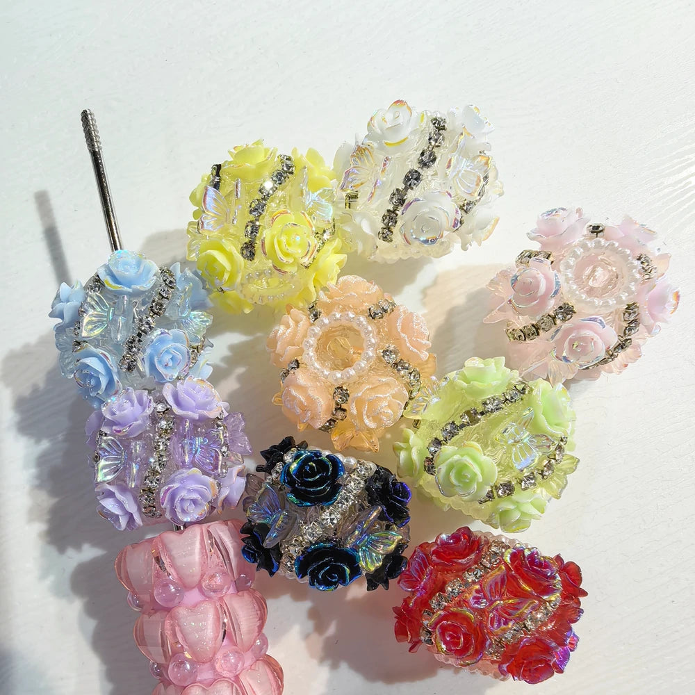 Flowers Butterfly Pearls Rhinestone Chain Acrylic DIY Fancy Beads-Random Mixed