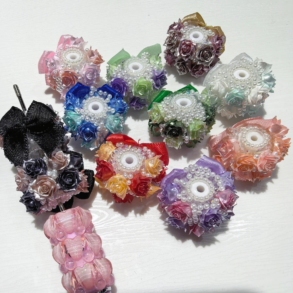 Flowers Fabric Bowtie Pearls Acrylic DIY Fancy Beads-Random Mixed