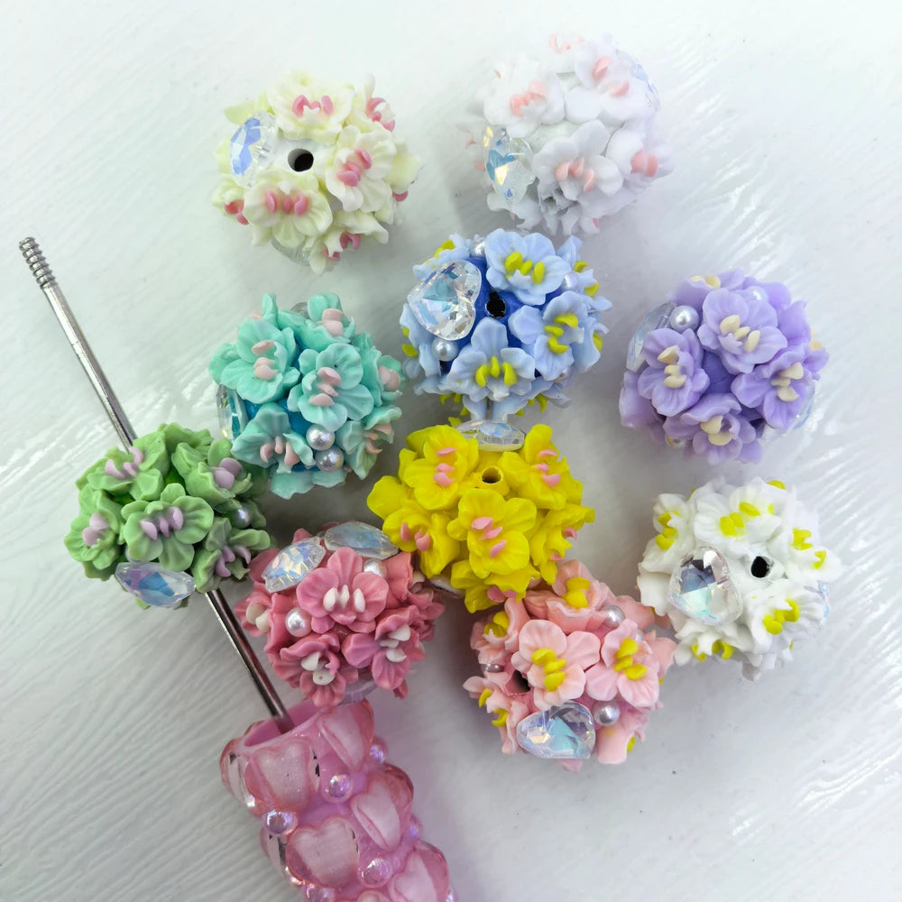 Flowers Heart Pearls Clay DIY Fancy Beads-Random Mixed