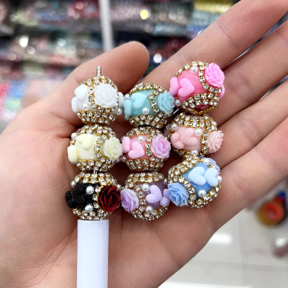 Flowers Heart Pearls Rhinestone Chain Acrylic DIY Fancy Beads-Random Mixed