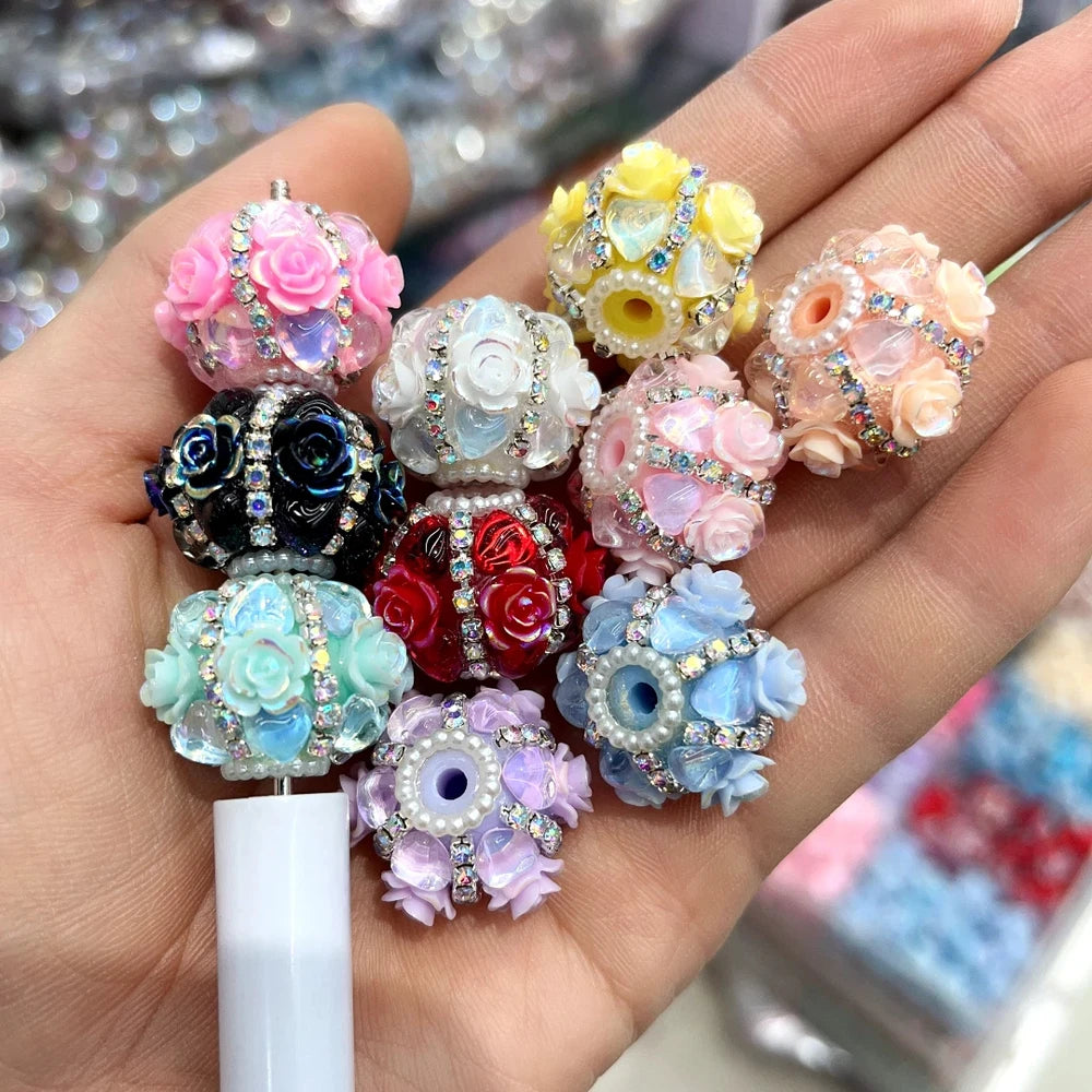 Flowers Heart Rhinestones Pearls Rhinestone Chain Acrylic DIY Fancy Beads-Random Mixed