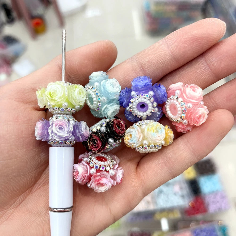 Flowers Pearls and Rhinestone Chain Acrylic DIY Fancy Beads-Random Mixed