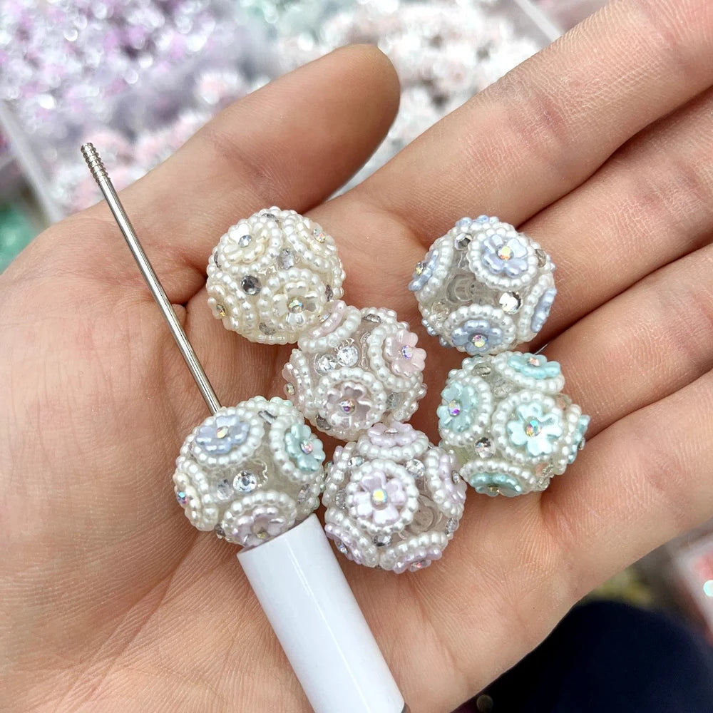 Flowers Pearls Loop Rhinestone Acrylic DIY Fancy Beads-Random Mixed