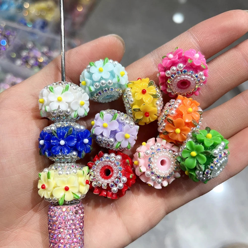 Flowers Pearls Loop Rhinestones Chain Acrylic DIY Fancy Beads-Random Mixed