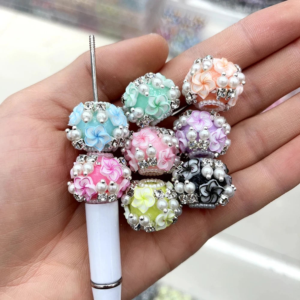 Flowers Pearls Mini Rhinestones Acrylic DIY Fancy Beads-Random Mixed