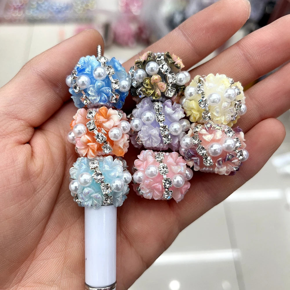 Flowers Pearls Rhinestones Chain Acrylic DIY Fancy Beads-Random Mixed