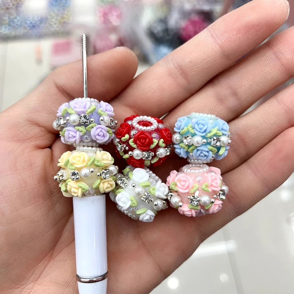 Flowers Pearls Rhinestones Chain Acrylic DIY Fancy Beads-Random Mix