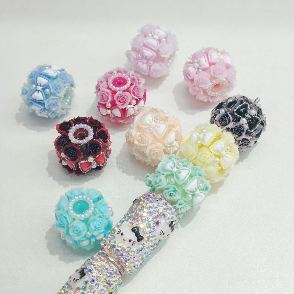 Flowers Rhinestone Pearl Bowtie Acrylic DIY Fancy Beads-Random Mixed