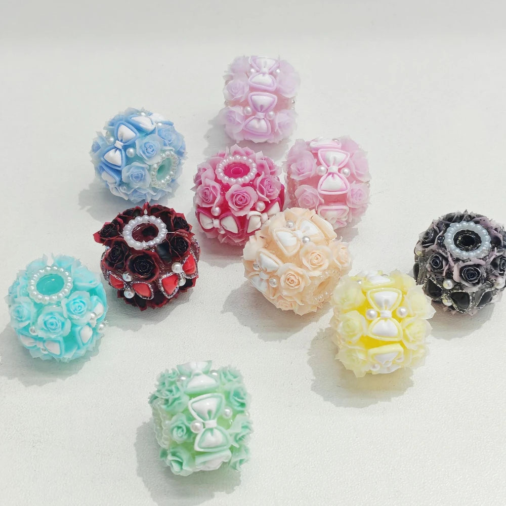 Flowers Rhinestone Pearl Bowtie Acrylic DIY Fancy Beads-Random Mixed