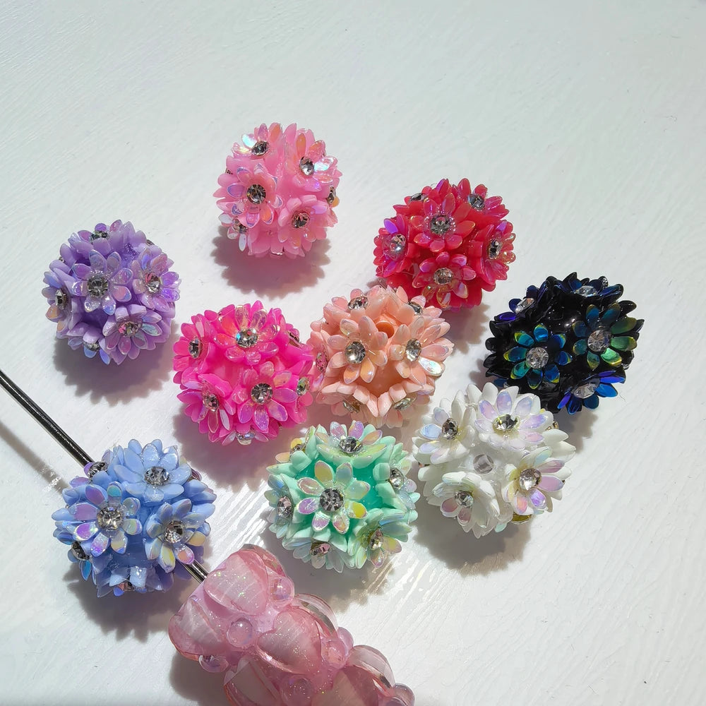 Flowers with Rhinestone Acrylic DIY Fancy Beads