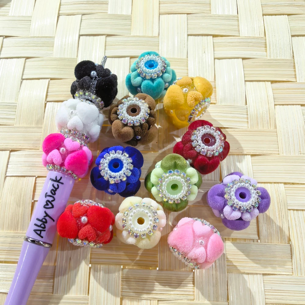 Furry Heart Pearls Rhinestone Chain Acrylic DIY Fancy Beads