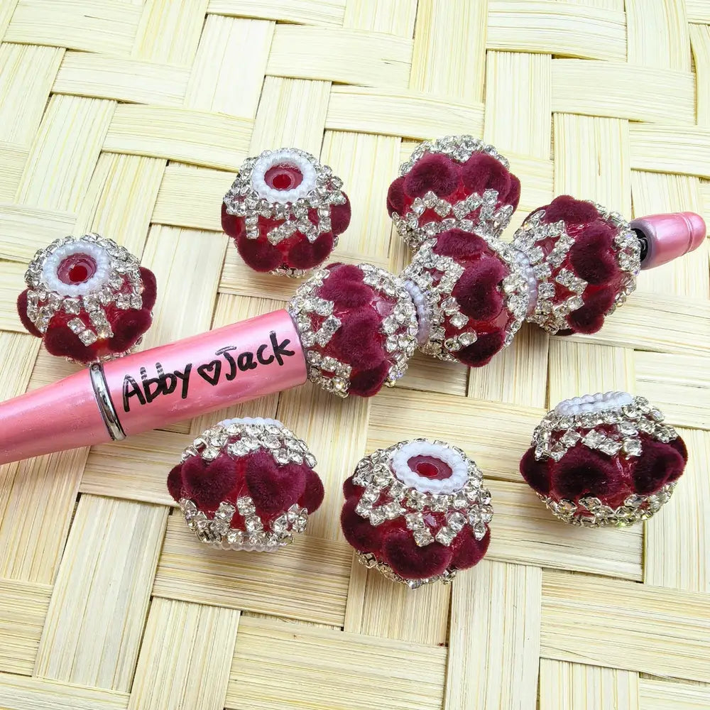 Furry Heart Pearls Rhinestone Chain Acrylic DIY Fancy Beads