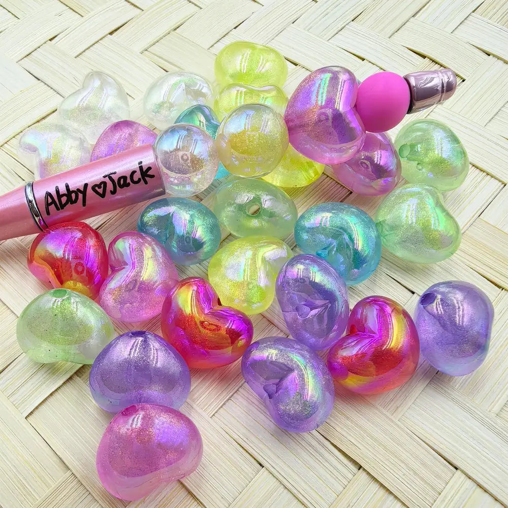 Glitter Heart Acrylic Beads
