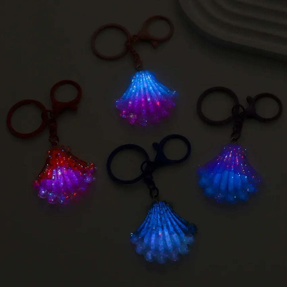 Luminous Gradient Glitter Seashell Keychain