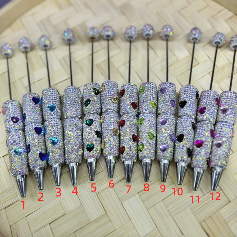 Heart AB Colors Beadable Rhinestone Pens