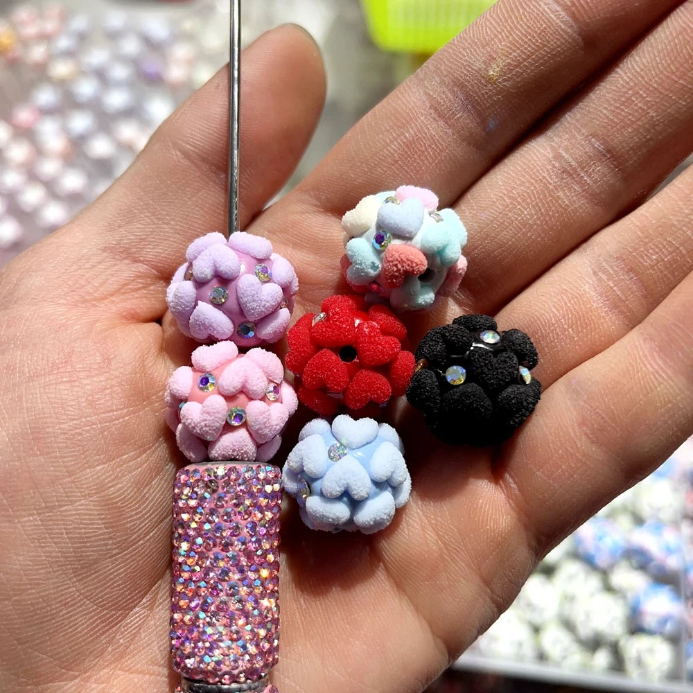 Heart and Mini Rhinestone Acrylic DIY Fancy Beads-Random Mixed