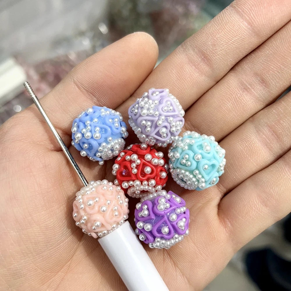 Heart and Pearls Acrylic DIY Fancy Beads-Random Mixed