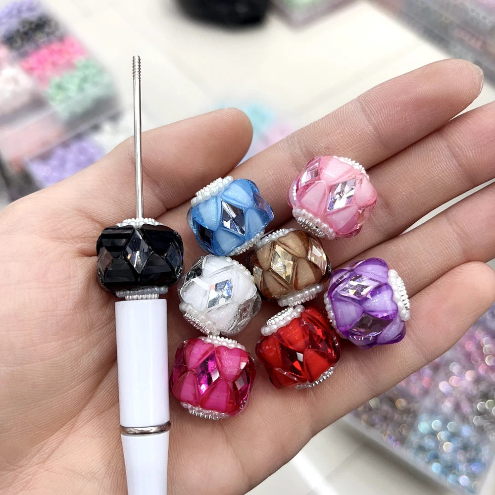 Heart and Rectangle Rhinestones Pearls Loop Acrylic DIY Fancy Beads-Random Mixed