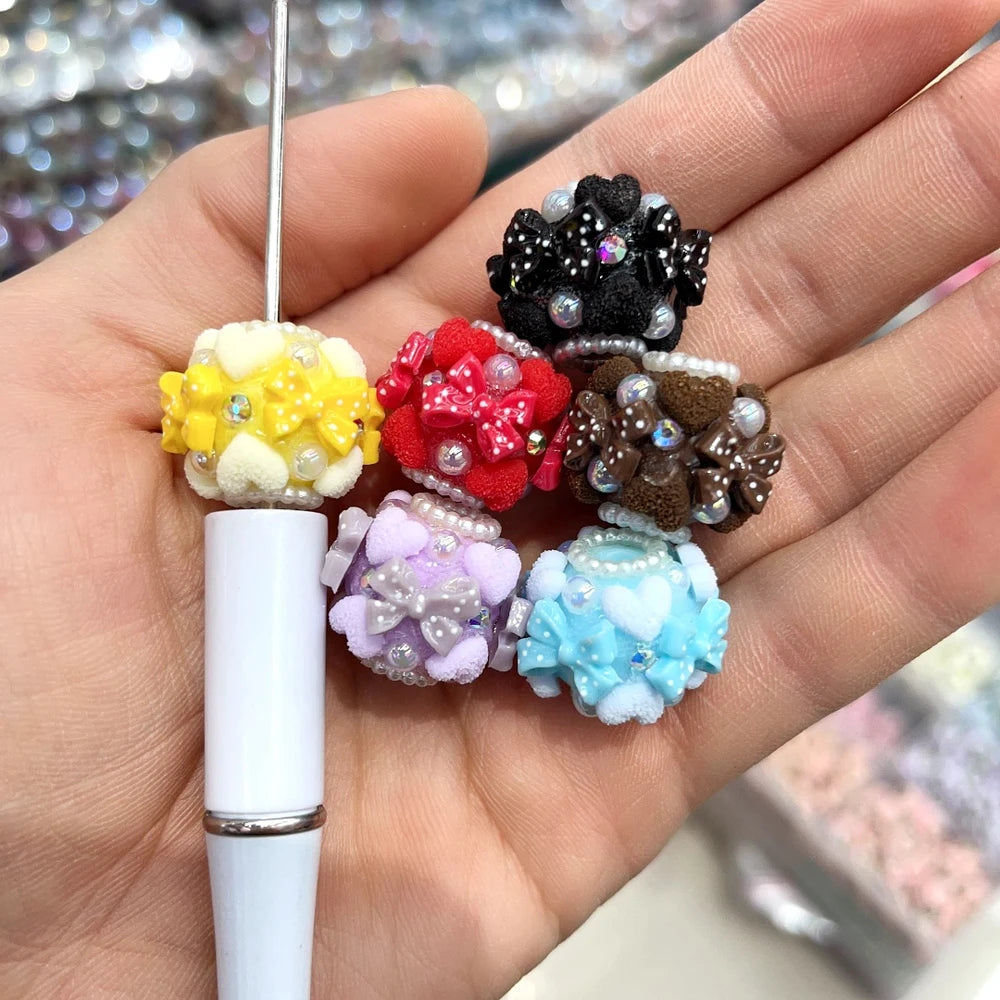 Heart Bowtie Pearls Loop Rhinestone Acrylic DIY Fancy Beads-Random Mixed