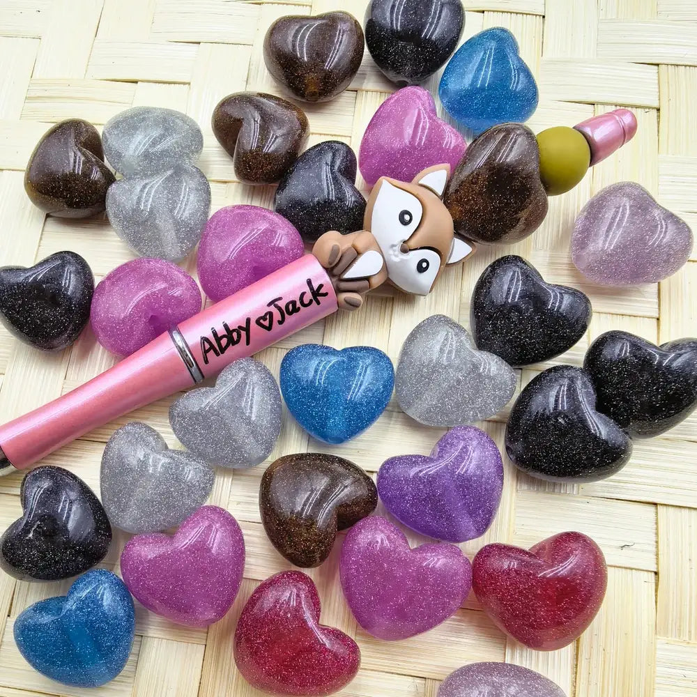 Heart Glitter Acrylic Beads
