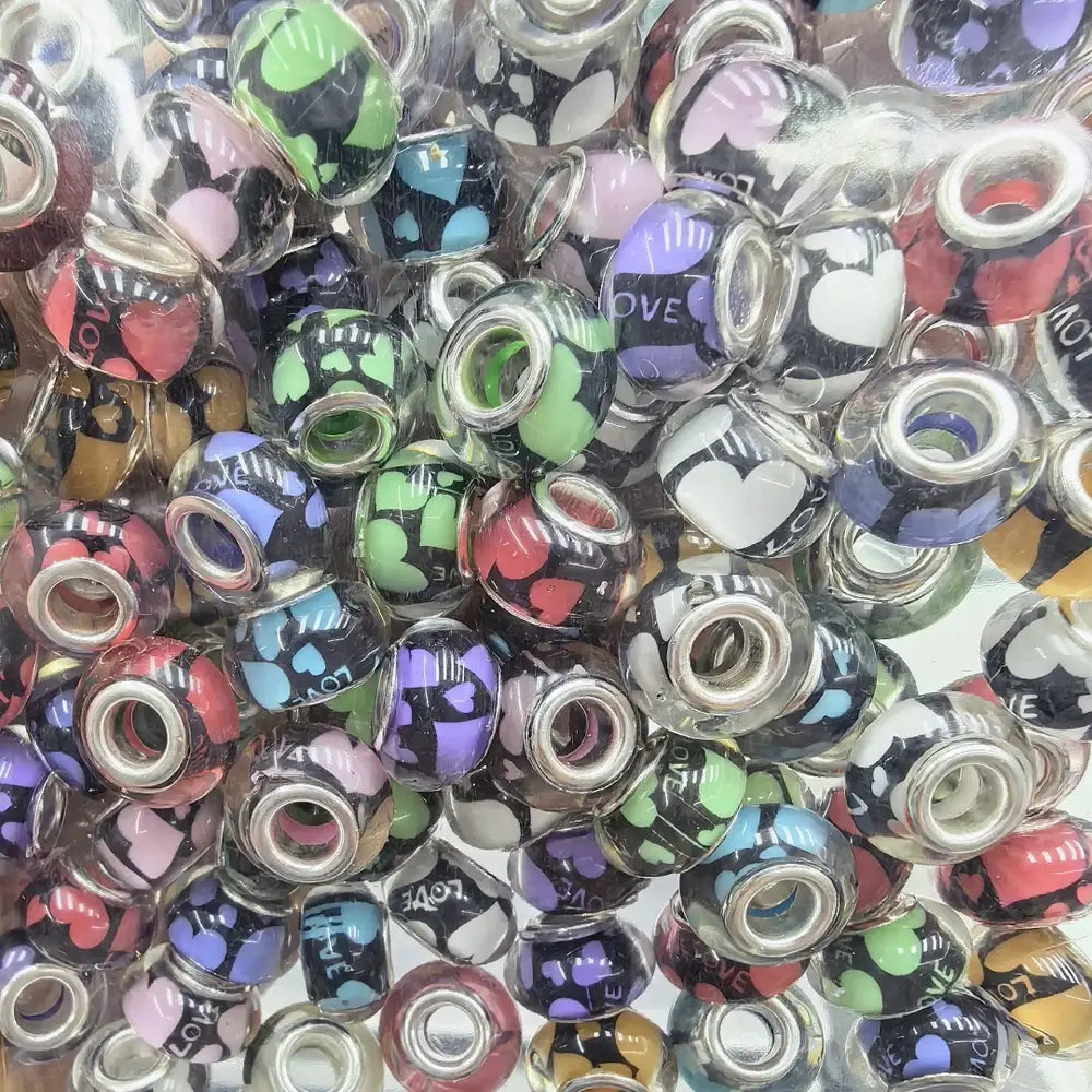 Heart Love Acrylic Big Hole Spacer