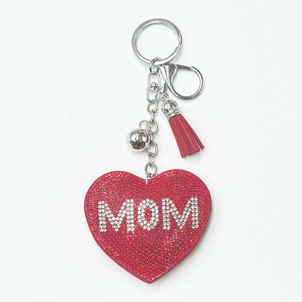 Heart Mom Rhinestone Keychain for DIY