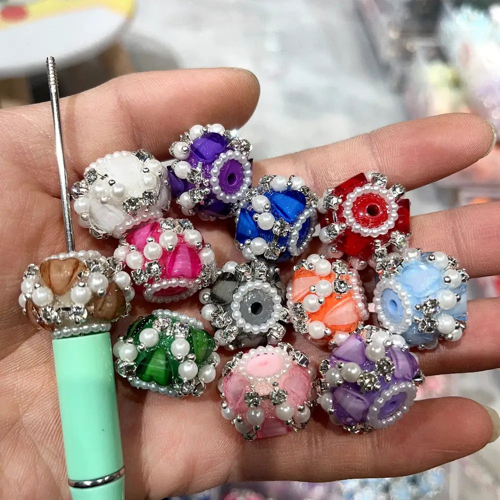 Heart Pearls and Rhinestone Chain Acrylic DIY Fancy Beads-Random Mixed