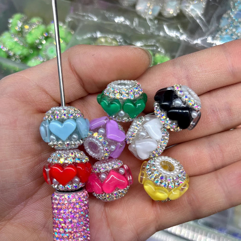 Heart Pearls Loop Rhinestone Chain Acrylic DIY Fancy Beads-Random Mixed