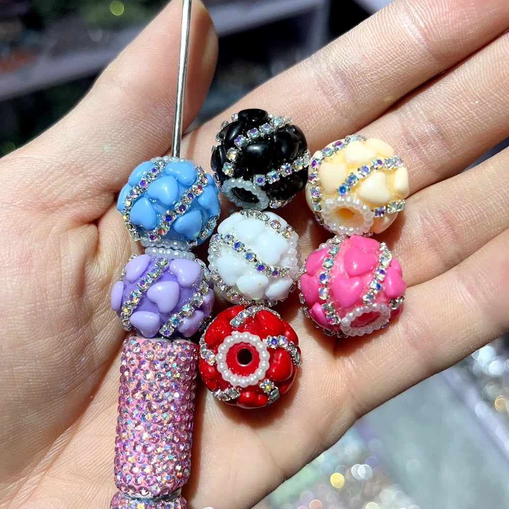 Heart Pearls Loop Rhinestone Chain Acrylic DIY Fancy Beads-Random Mixed