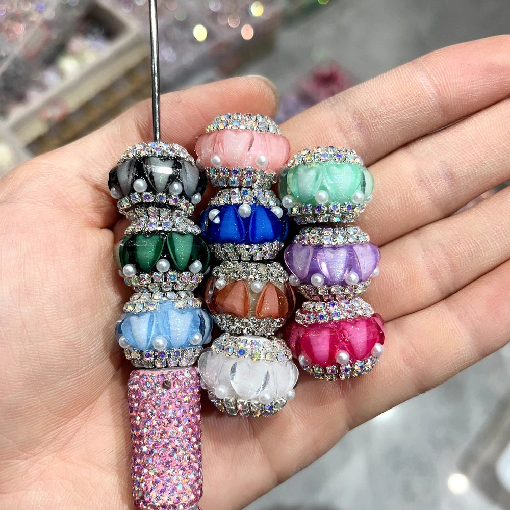 Heart Pearls Loop Rhinestone Chain Acrylic DIY Fancy Beads-Random Mixed