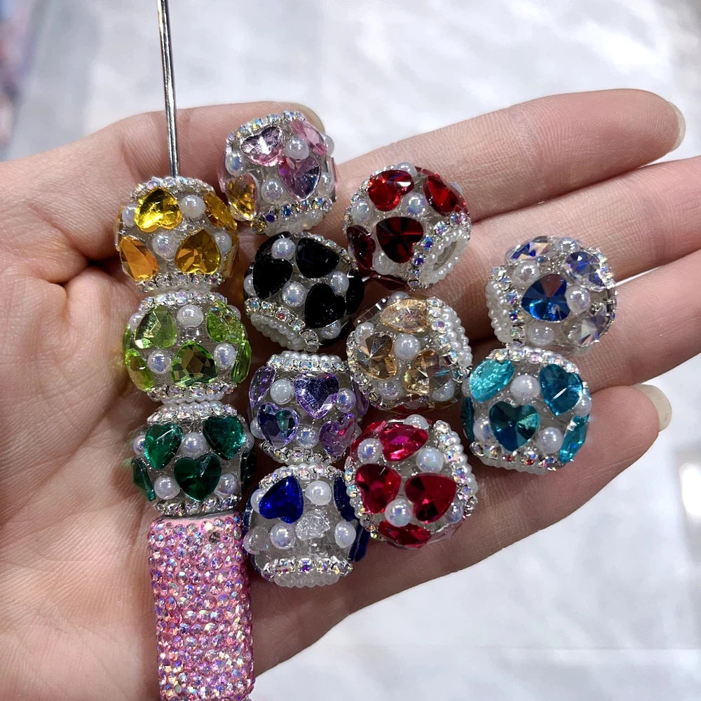 Heart Pearls Loop Rhinestones Chain Acrylic DIY Fancy Beads-Random Mixed